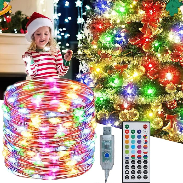 Joomer Christmas Fairy Lights, 33ft 100 LED Color Changing Christmas Twinkle String Lights with R... | Amazon (CA)