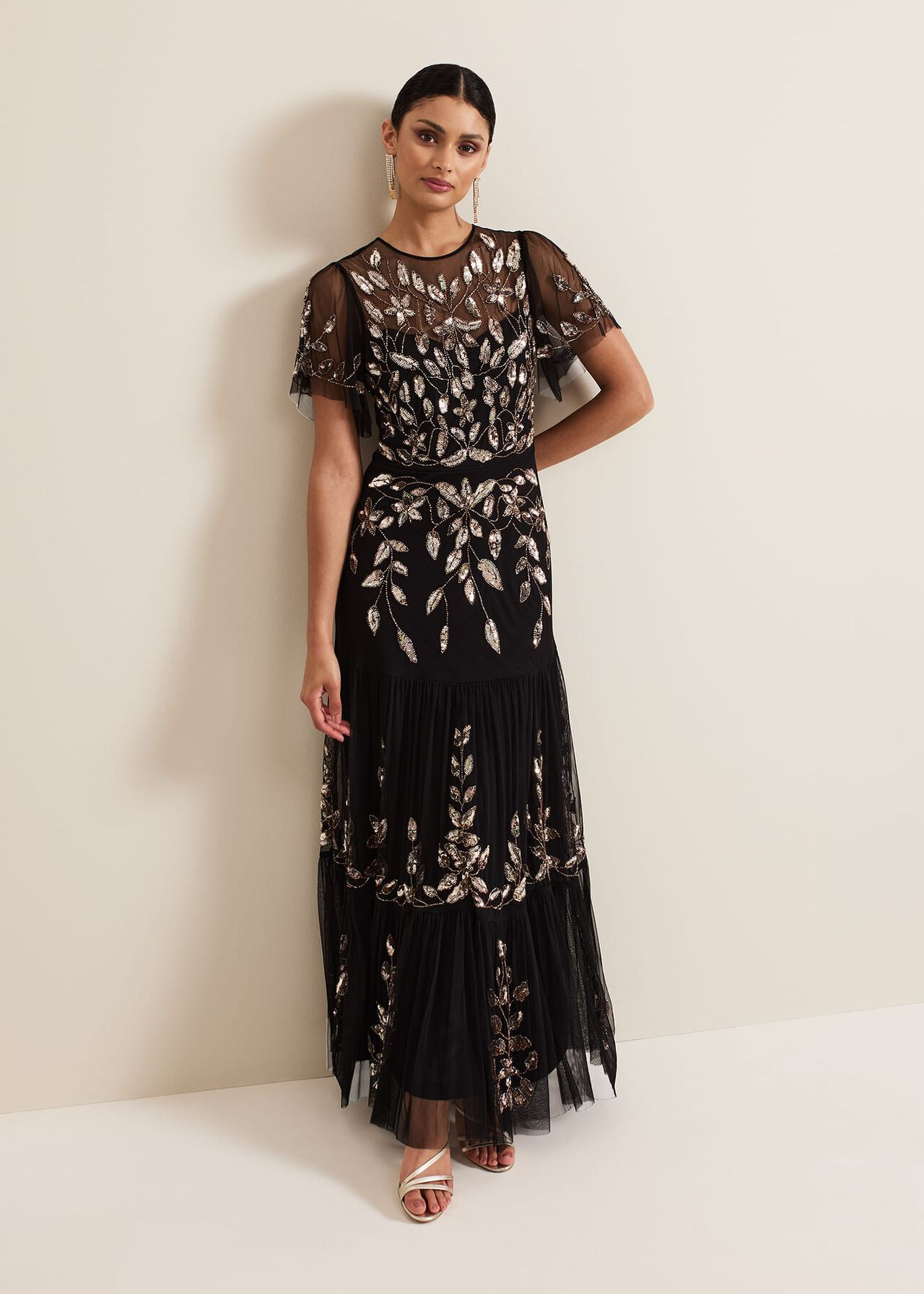 Hilary Black Embellished Midi Dress | Phase Eight UK | | Phase Eight (UK)