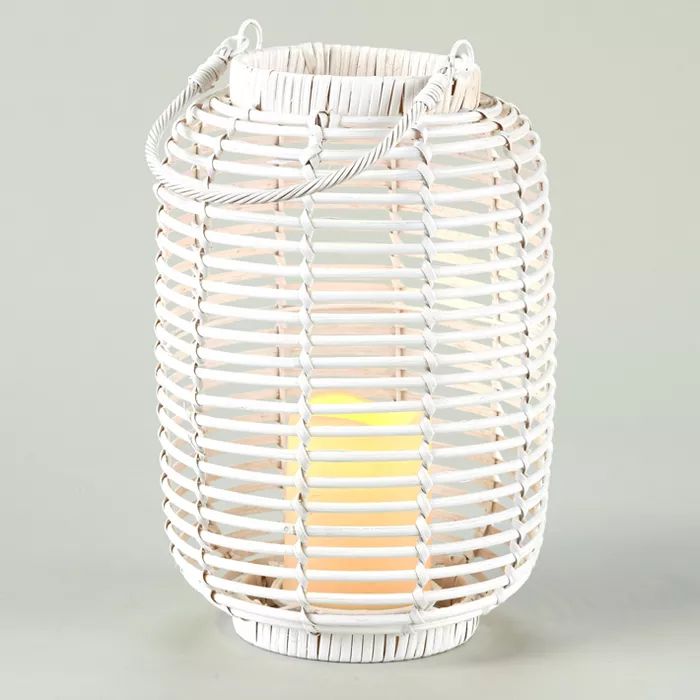 Lakeside Wicker and Rattan LED Candle Lantern with Cage Look | Target