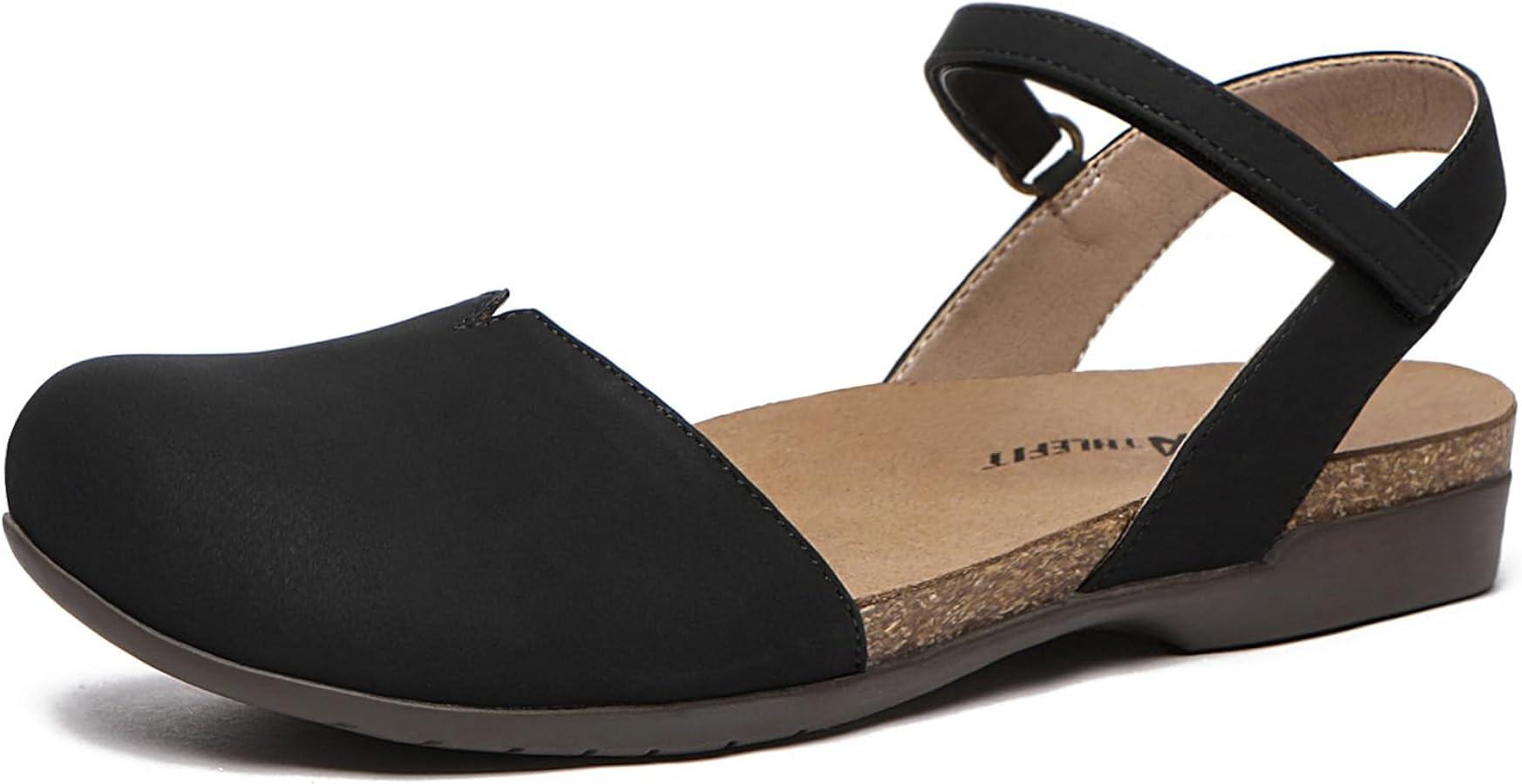 Athlefit Women's Closed Toe Sandals Comfort Cork Footbed Arch Support Flat Sandals | Amazon (US)