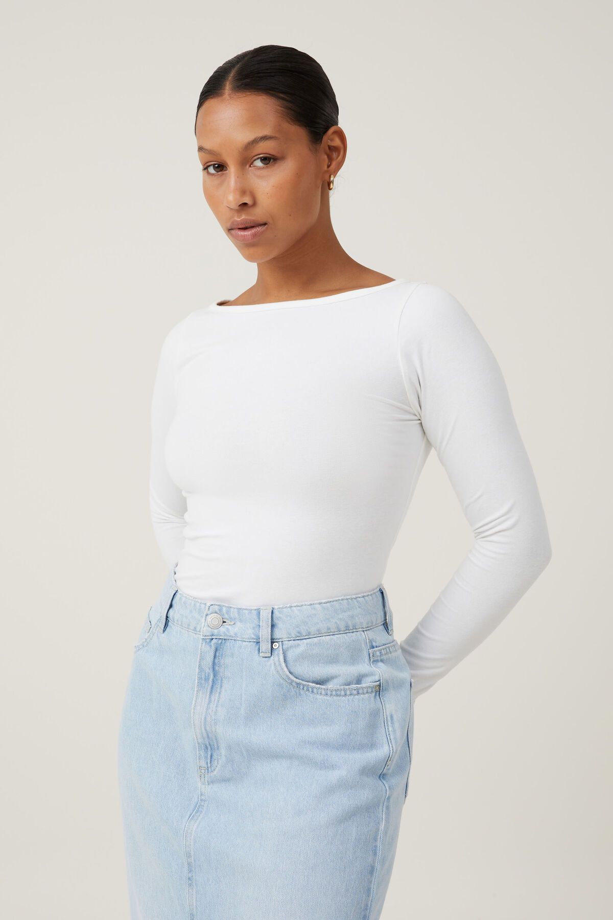 The One Basic Boat Neck Long Sleeve Top | Cotton On (US)