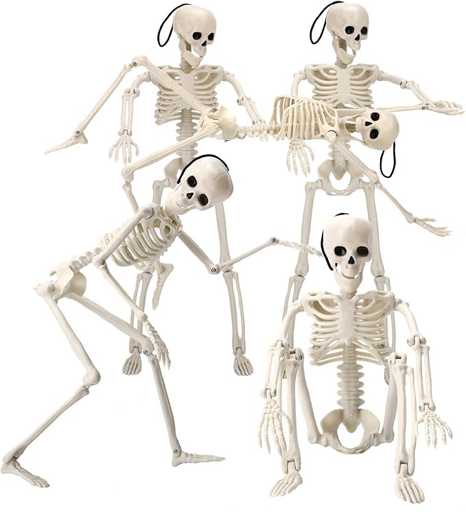 5 Packs Halloween Skeleton Decorations, 16" Halloween Mini Skeleton with Posable Joints, Spooky P... | Amazon (US)