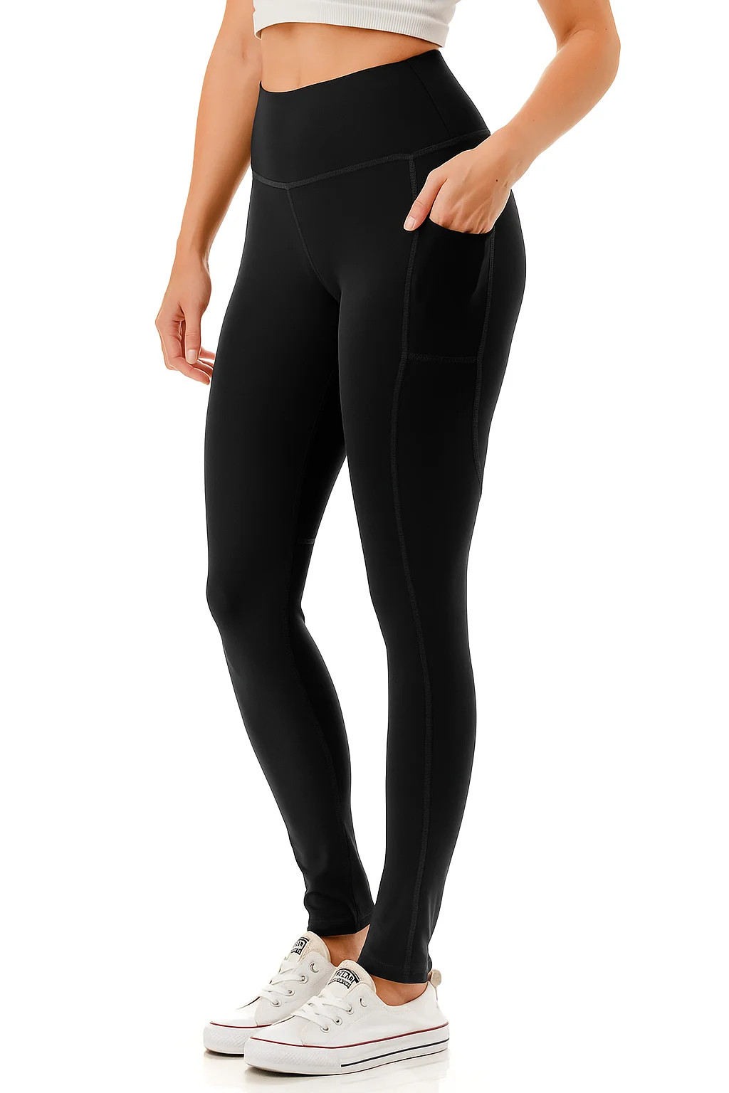 Women's High Waist Active Leggings Yoga Workout Pants With Side Tech Pockets Size S-3XL 28" Insea... | Walmart (US)