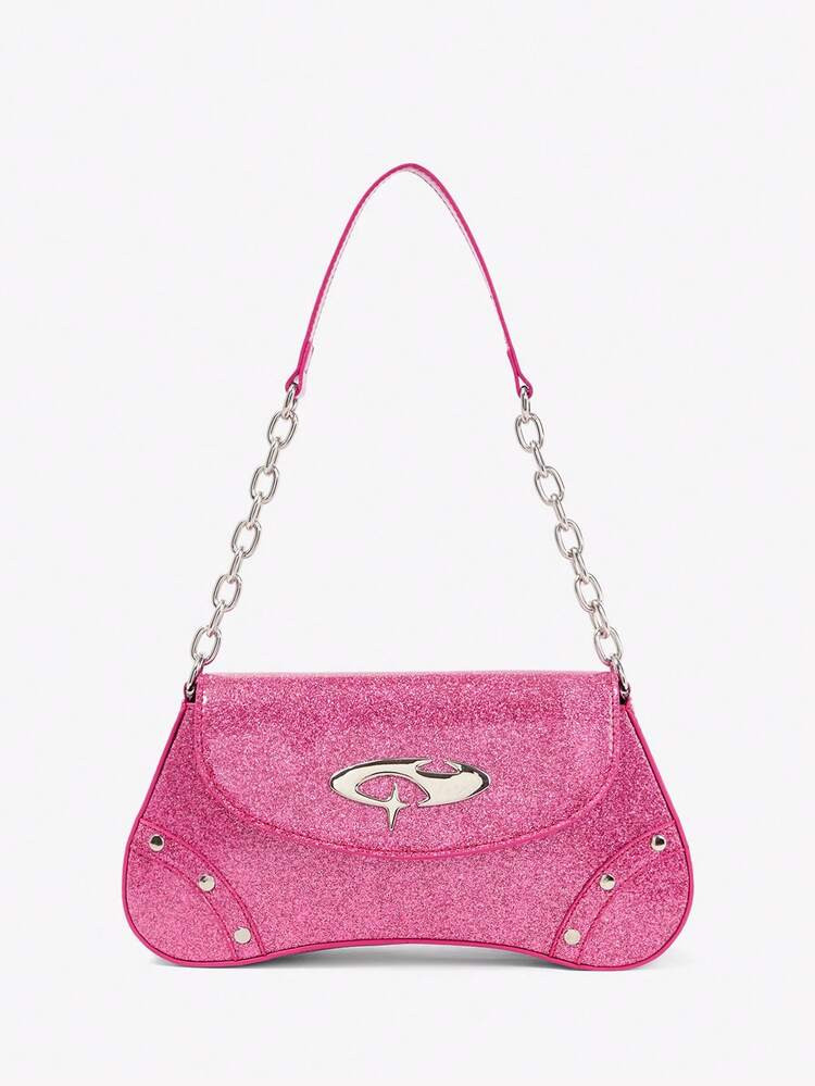 Viva Strut Ladies, Women Shoulder Bag, Faux Leather, Fashionable, Personalized, Simple, Versatile, Street, Sweet And Cool Girls, Hot Girls,Y2k, Retro, Rivets, Vintage, For Daily, Shopping, Valentine's Day | SHEIN