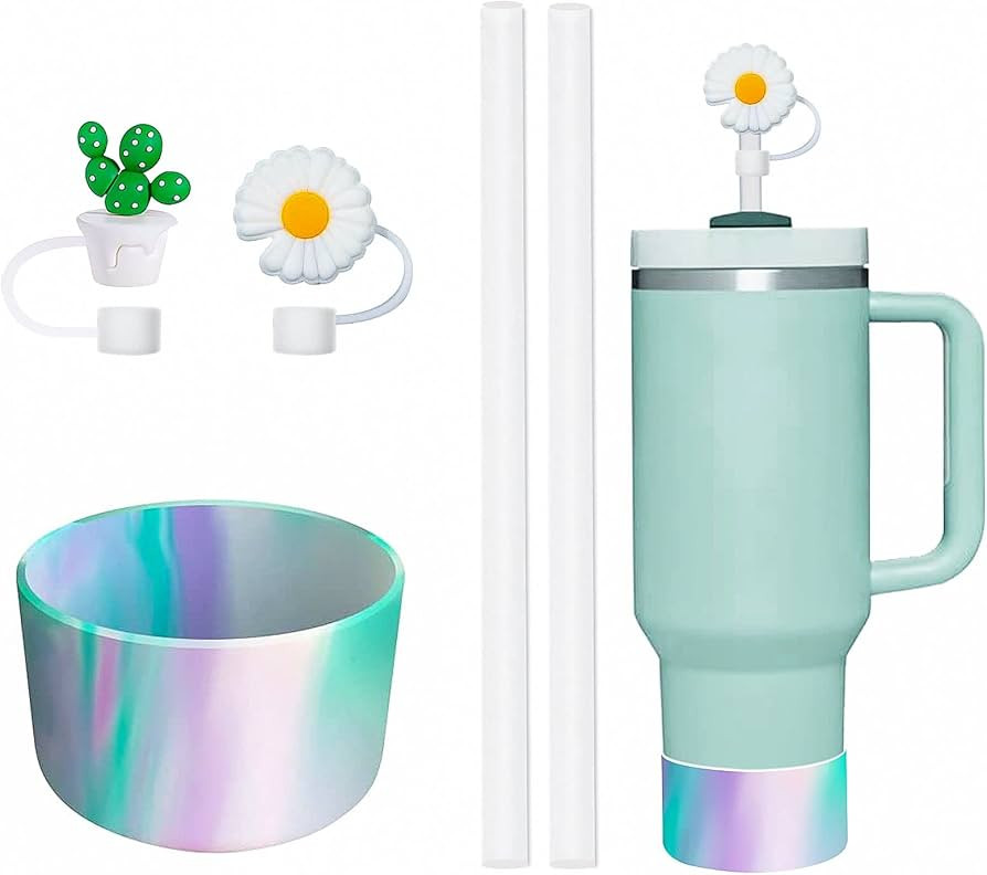 5 PCS for Stanley Cup Accessory,2 Reusable Replacement Silicone Straws Clear 40 oz 30 Tumbler,2 S... | Amazon (US)