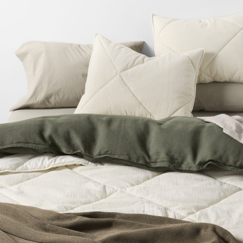 Cotton Crinkle Matelasse Calm Beige King Comforter + Reviews | Crate & Barrel | Crate & Barrel