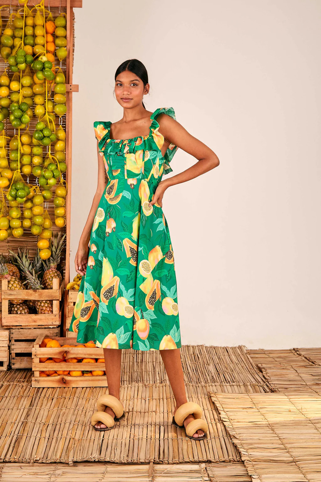 green papaya salad midi dress | FarmRio (US)