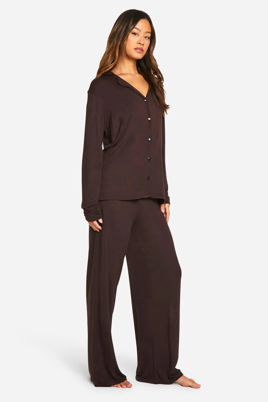 Tall Long Sleeve Shirt & Trousers Pyjama Set | boohoo (US & Canada)