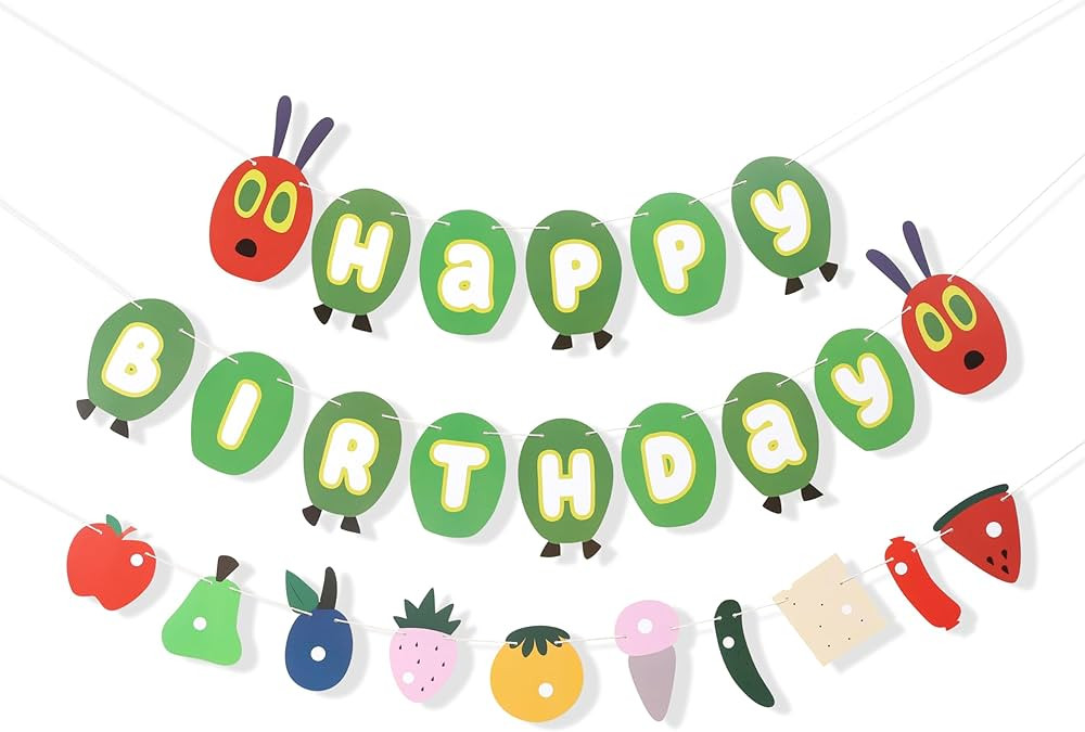 Hungry Caterpillar Happy Birthday Banner - Caterpillar Themed Birthday Party Decorations,Hungry C... | Amazon (US)