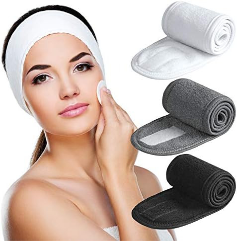 Spa Headband, Denfany 3 Pack Ultra Soft Adjustable Face Wash Headband Terry Cloth Stretch Make Up Wr | Amazon (US)