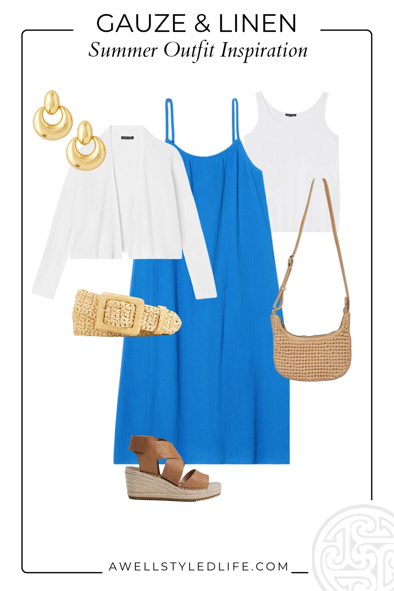 Summer Outfit Inspiration	

Dress, cardigan, tank and shoes from Eileen Fisher. Earrings, belt and bag from J. Crew

#fashion #fashionover50 #fashionover60 #summerfashion #summeroutfit #eileenfisher #jcrew #gauze

#LTKSeasonal #LTKOver40 #LTKStyleTip