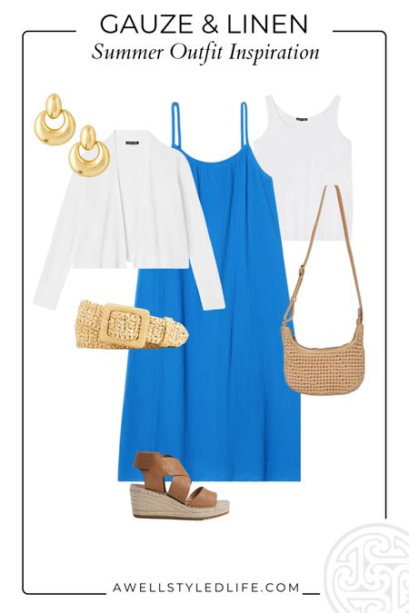 Summer Outfit Inspiration	

Dress, cardigan, tank and shoes from Eileen Fisher. Earrings, belt and bag from J. Crew

#fashion #fashionover50 #fashionover60 #summerfashion #summeroutfit #eileenfisher #jcrew #gauze

#LTKSeasonal #LTKOver40 #LTKStyleTip