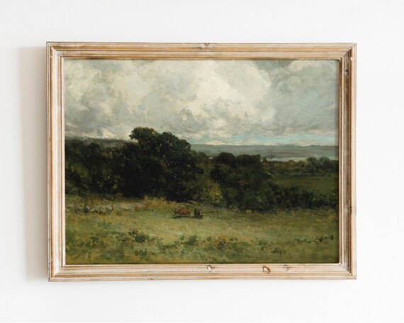3. Landscape Art, Vintage art, Cow painting, PRINTABLE art | Etsy (US)