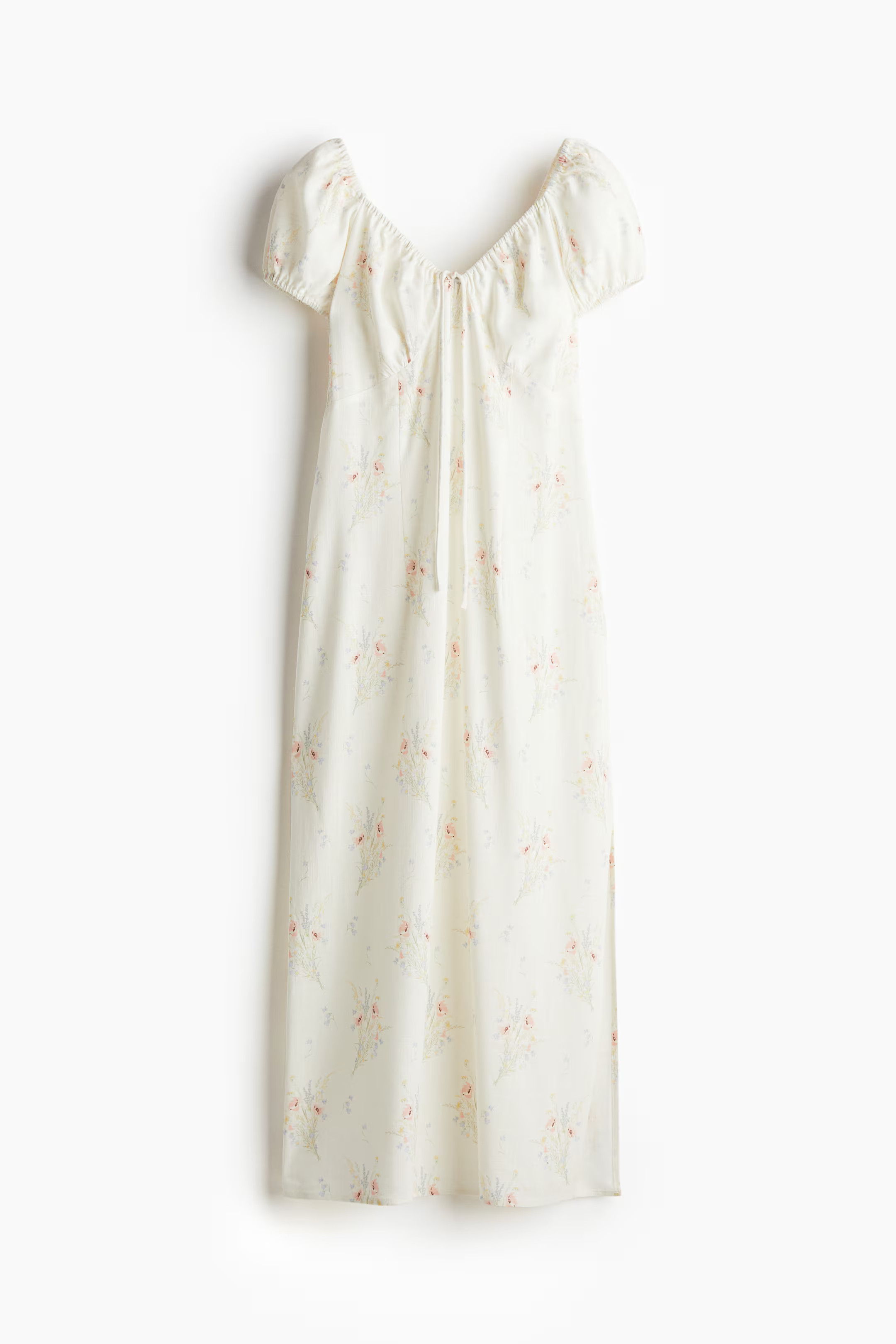 Tie-Detail Maxi Dress - Cream/floral - Ladies | H&M US | H&M (US + CA)