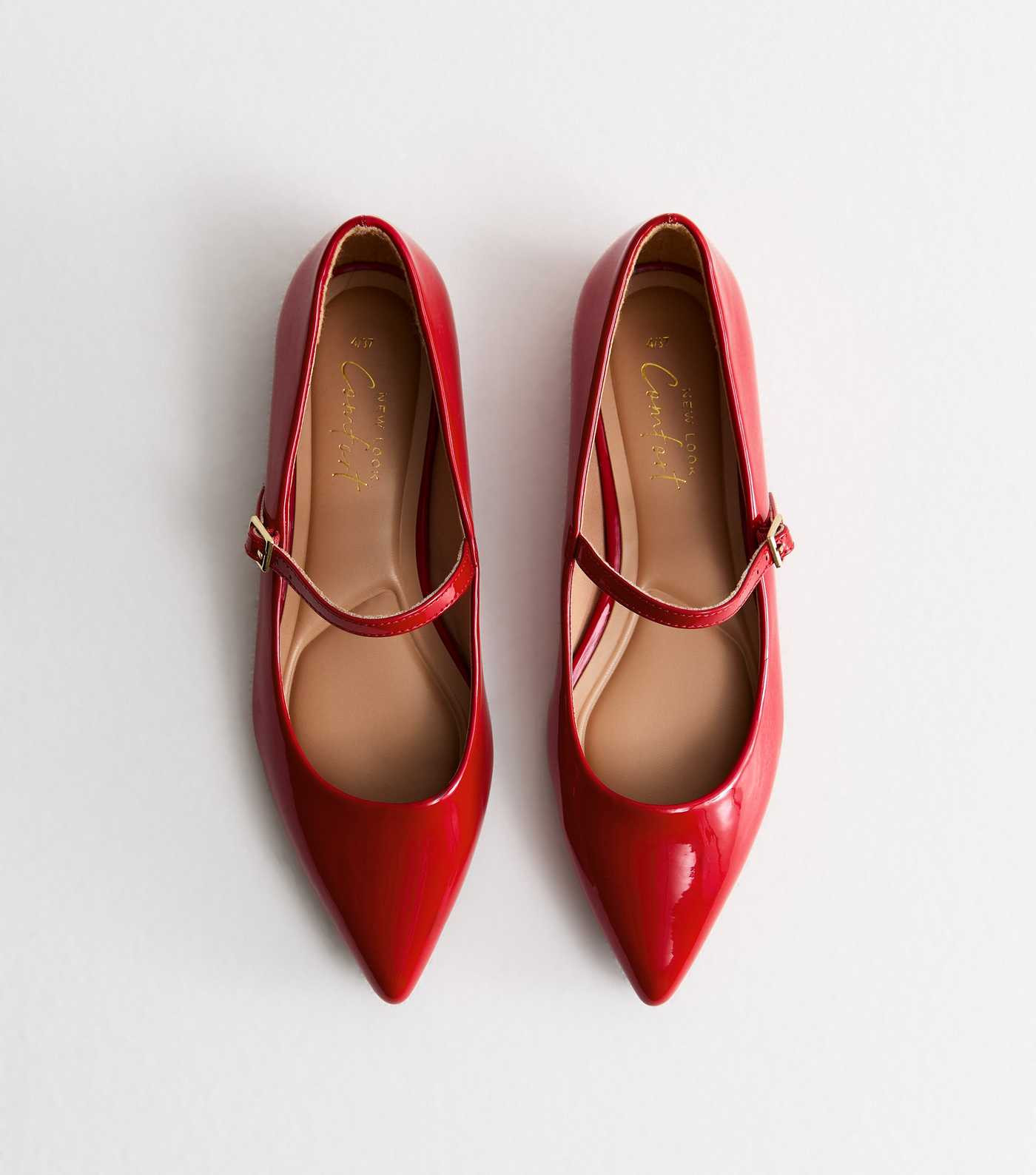 Red Patent Pointy Mary Jane Ballet Pumps | New Look | New Look (UK)