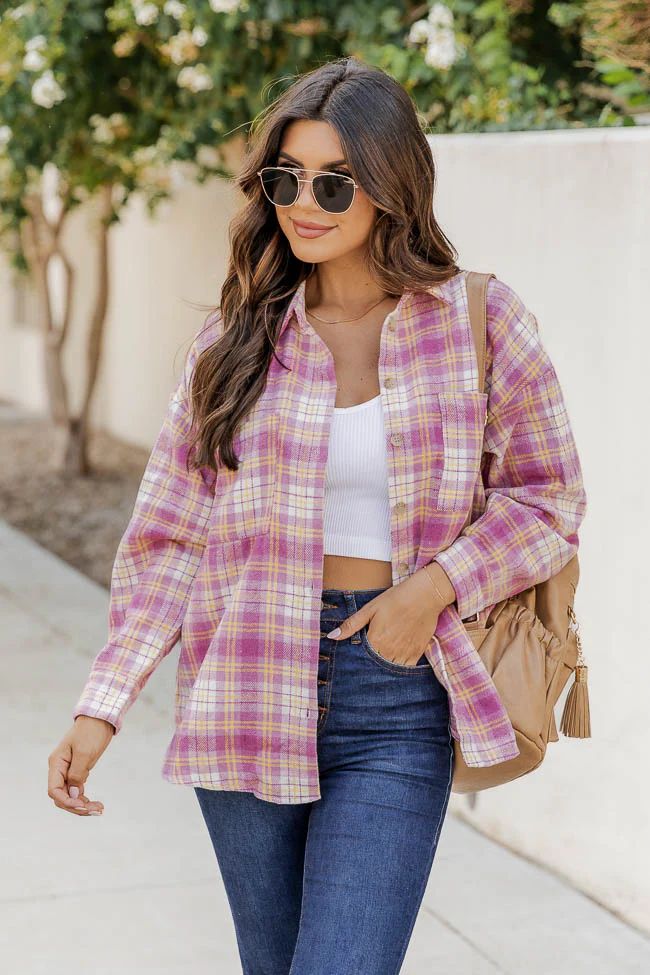 Wishing On Forever Pink Plaid Shacket | Pink Lily
