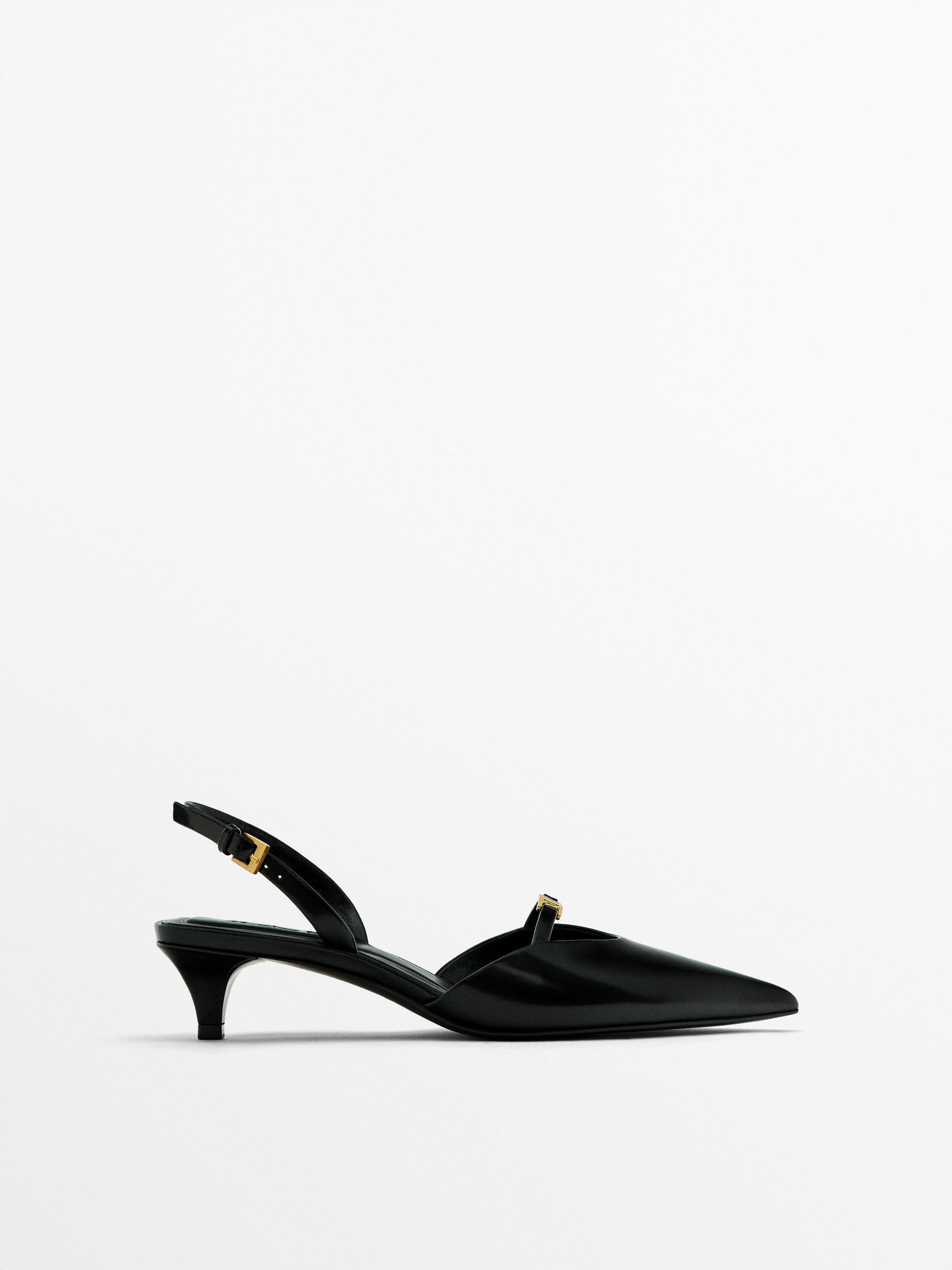 Slingback shoes with decorative metal detail | Massimo Dutti US