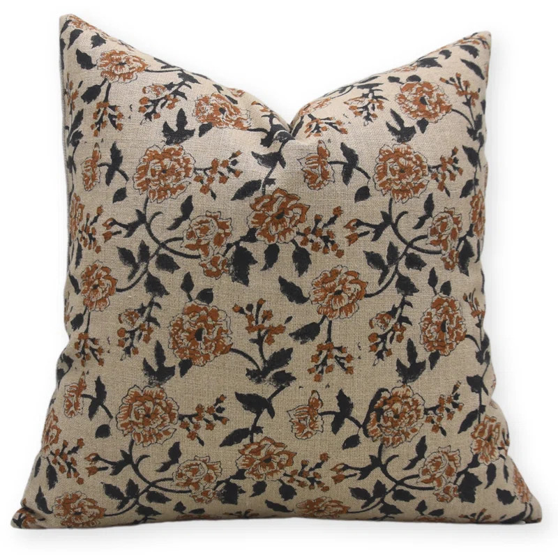 Fabdivine Block Print Thick Linen  Throw Pillow Covers, Handmade (Rameshwaram, Brown) | Wayfair North America