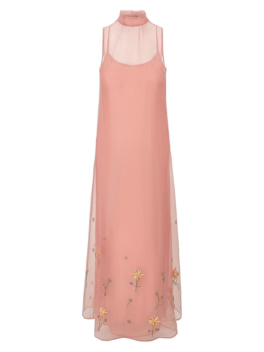 Women's Albee Floral Beaded Organza Gown - Dahlia Daydream Pink - Size XS | Saks Fifth Avenue