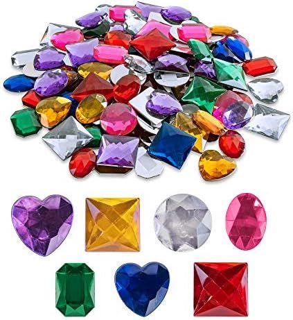 Super Z Outlet 1" Assorted Colorful Adhesive Stick-On Heart Star Round Shaped Jewel Gems for Arts... | Amazon (US)