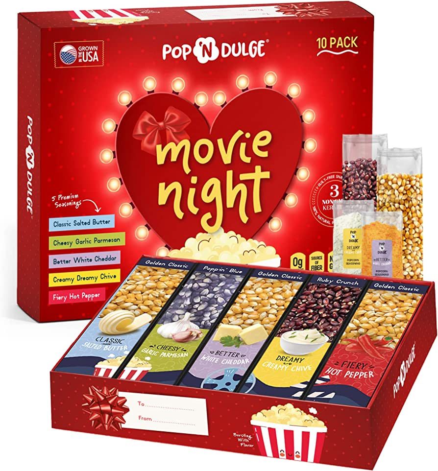 Valentines Day Gifts Movie Night Popcorn Gift Set, Valentines Day Gifts For Her Him, 10 Piece Set... | Amazon (US)