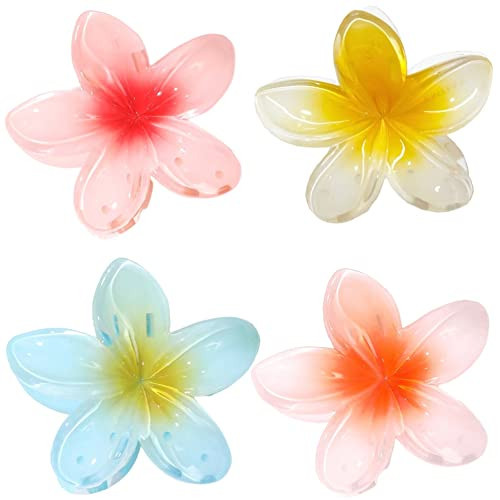 Ypkia Flower Hair Clip Small Hair claw Clip Women Colourful Hair Clips Non-Slip Hawaiian Claw Clip For Thick Thin Hair Accessories Girls (Blue, Red, Yellow, Orange) | Amazon (UK)