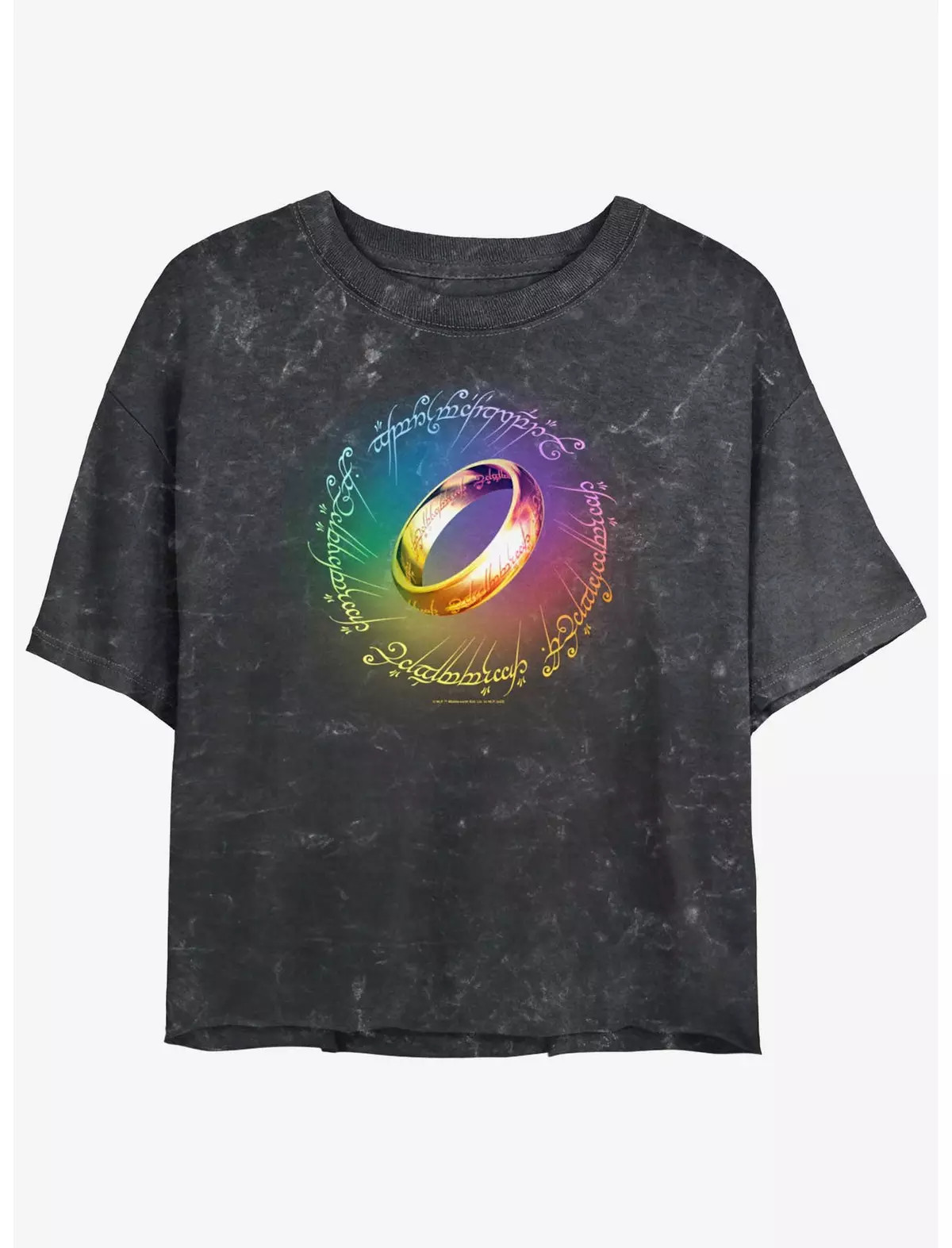 The Lord Of The Rings The One Ring Rainbow Womens Mineral Wash Crop T-Shirt | BoxLunch