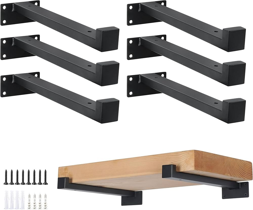 EZYDECOR 6Pcs Floating Shelves Brackets Heavy Duty Wooden Shelf Brackets 12inch Decorative Wall S... | Amazon (US)