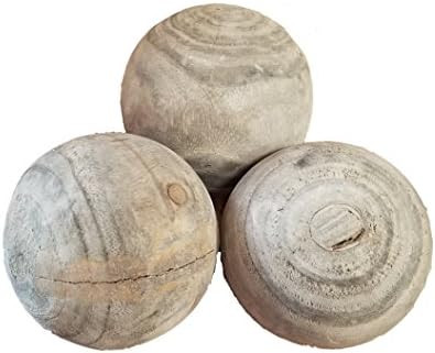 AT Set of 3 Gray Washed Wood Decorative Balls Orbs Spheres Farmhouse | Amazon (US)