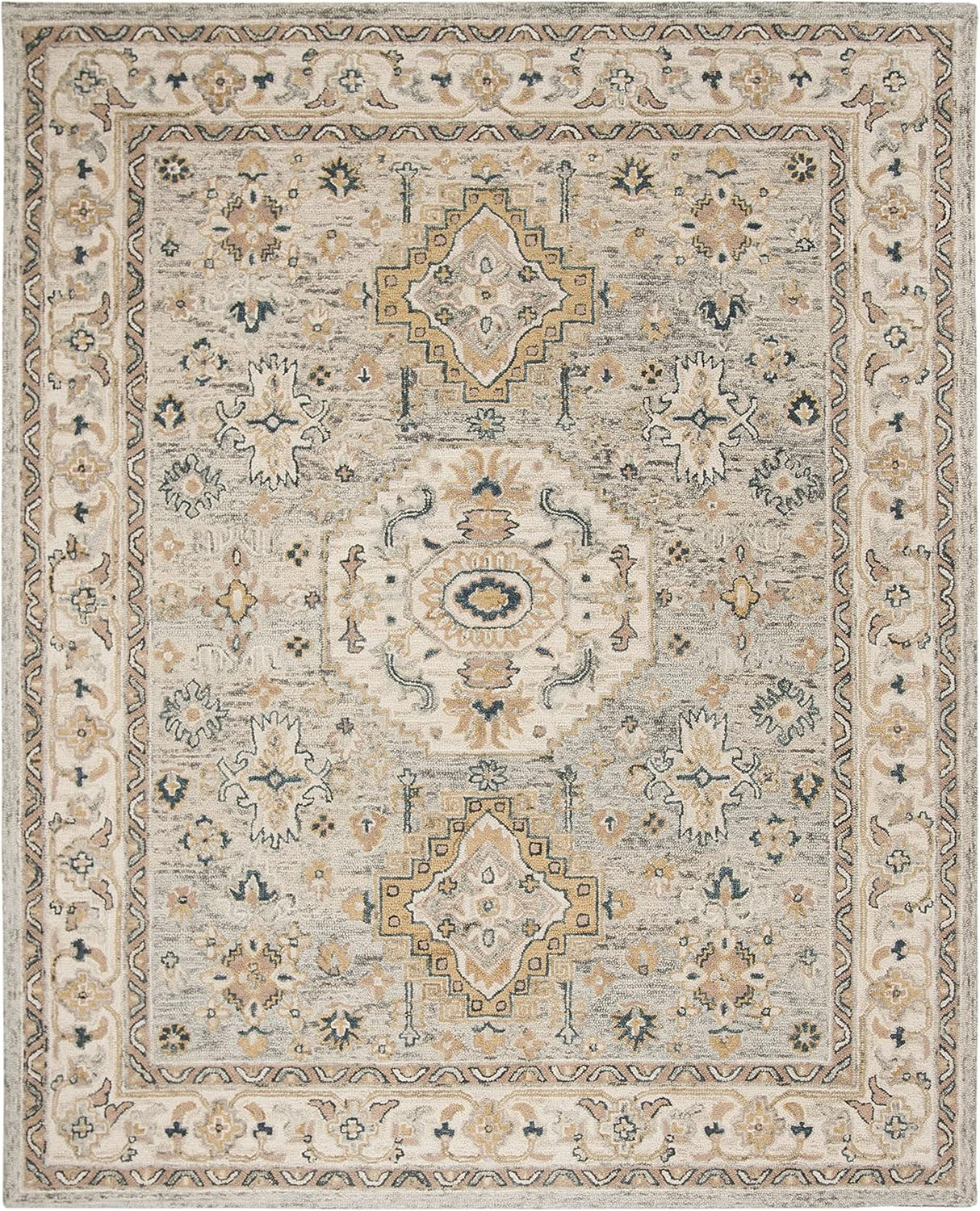 SAFAVIEH Area Rug 8x10 - Aspen Collection - Large - Moss & Ivory, Handmade Wool, Traditional Desi... | Amazon (US)