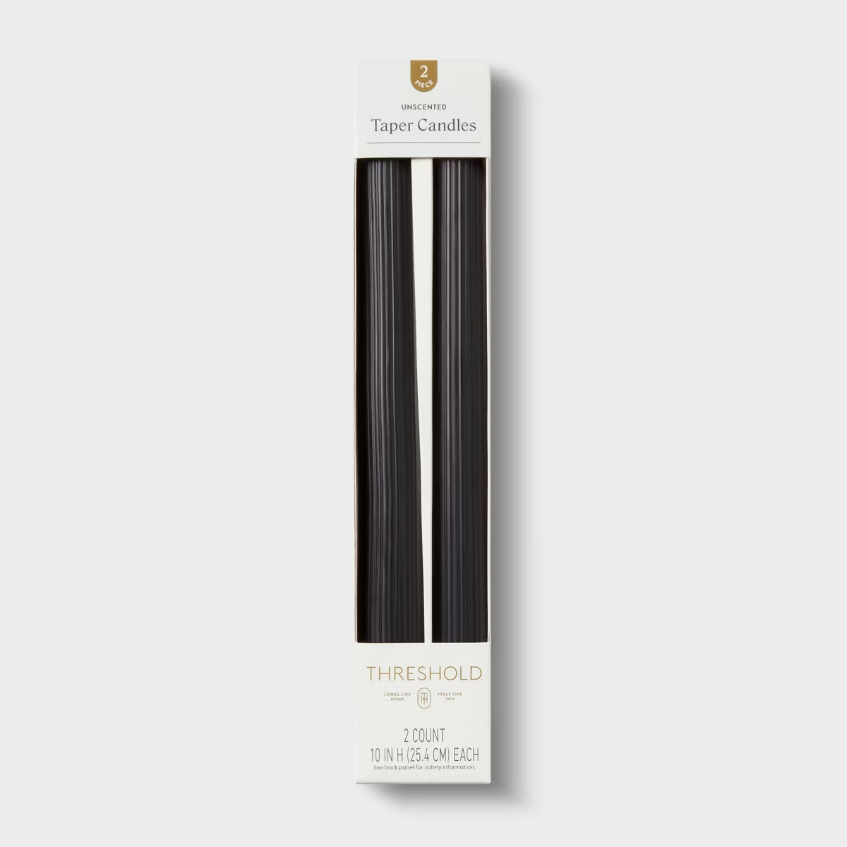 2pk Ribbed Taper Candle Set Black - Threshold™ | Target