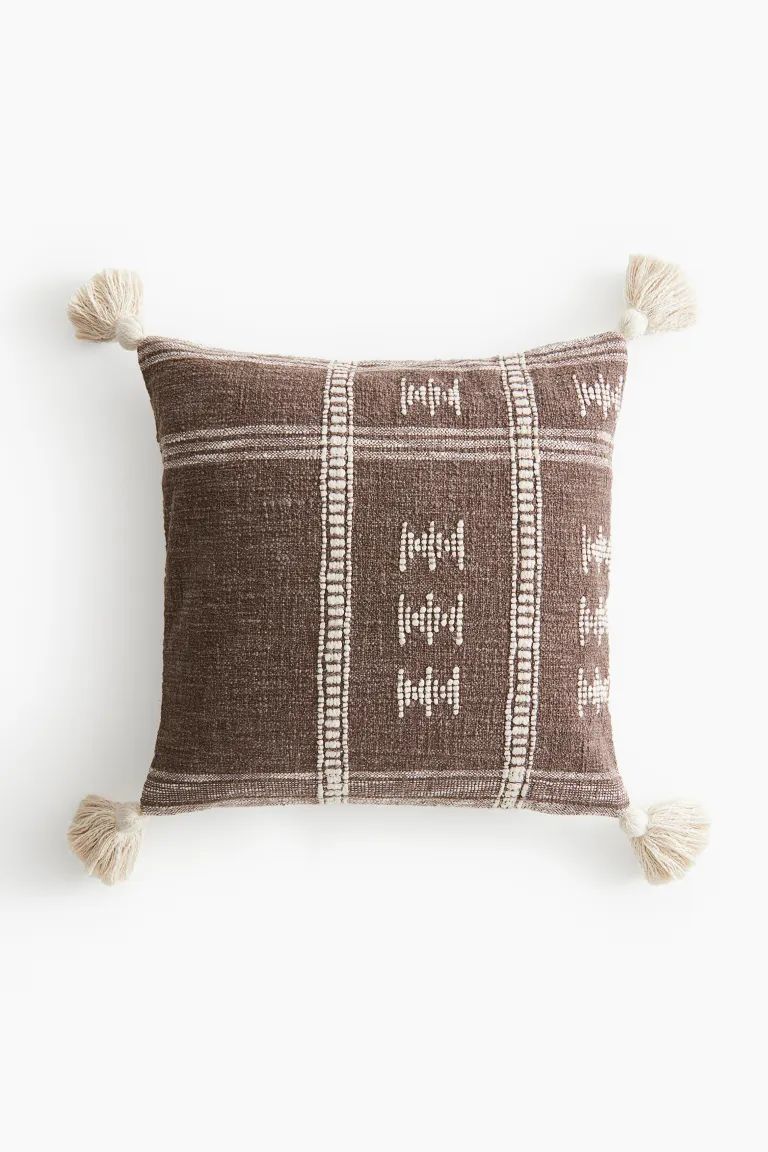 Tasseled Cushion Cover - Brown/patterned - Home All | H&M US | H&M (US + CA)