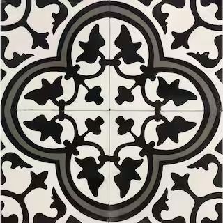 KCT 01 Black, White, Grey 8 in. x 8 in. Regular Handmade Floor/Wall Cement Tile (7.11 sq. ft./Box... | The Home Depot