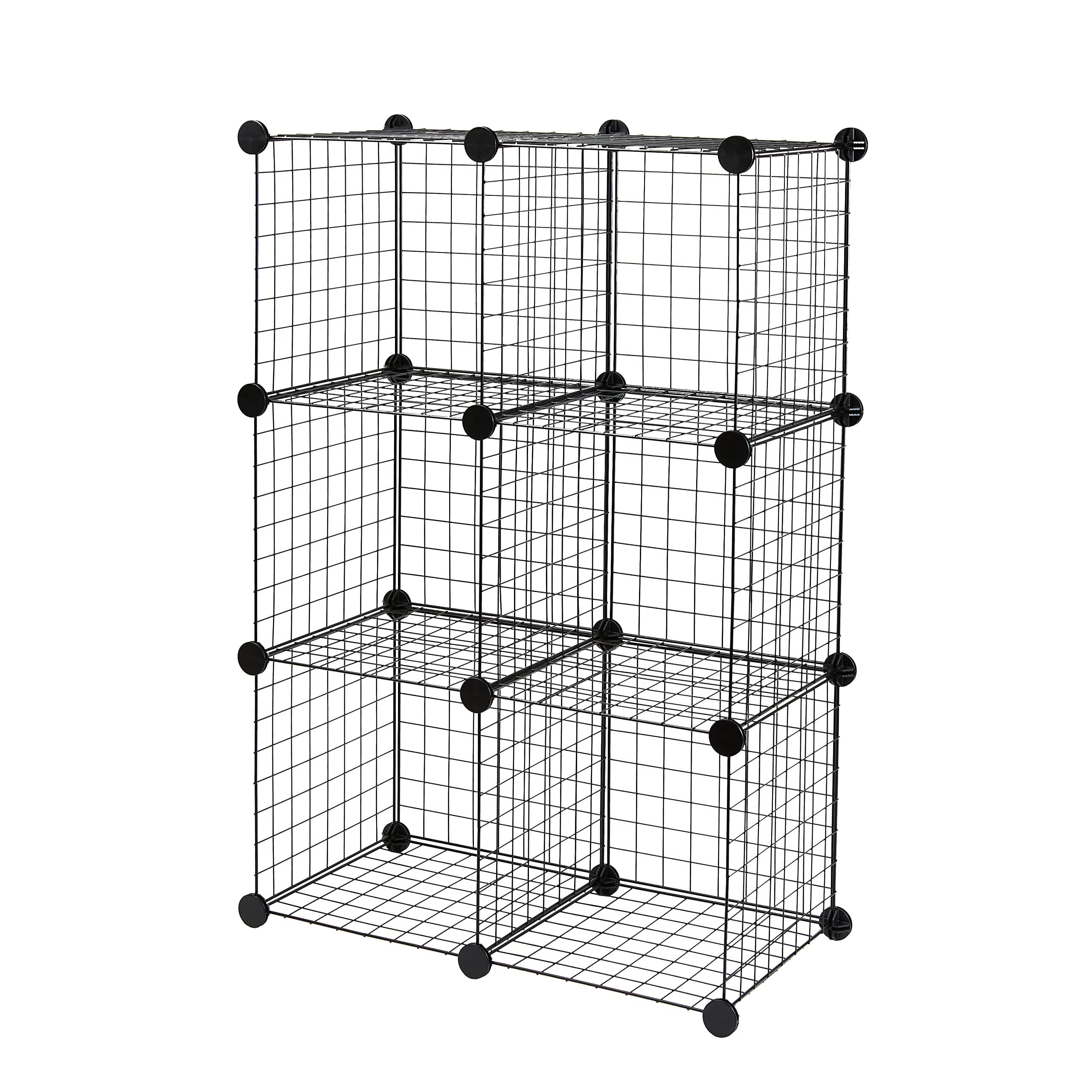 Amazon Basics 6-Cube Wire Grid Stackable Storage Shelves, 12 x 12-Inches, Black, 12.6"D x 26"W x ... | Amazon (US)