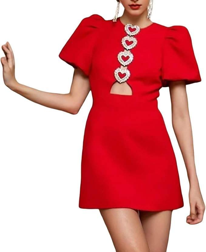 Women Hollow Out Bow Dress for O Neck Bodycon Dresses Female Party Elegant Sexy Slim Evening Mini... | Amazon (US)