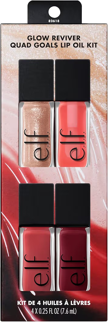 e.l.f. Glow Reviver Quad Goals Lip Oil Kit, Lip Gloss For A High-Gloss Finish & Sheer Wash Of Col... | Amazon (US)