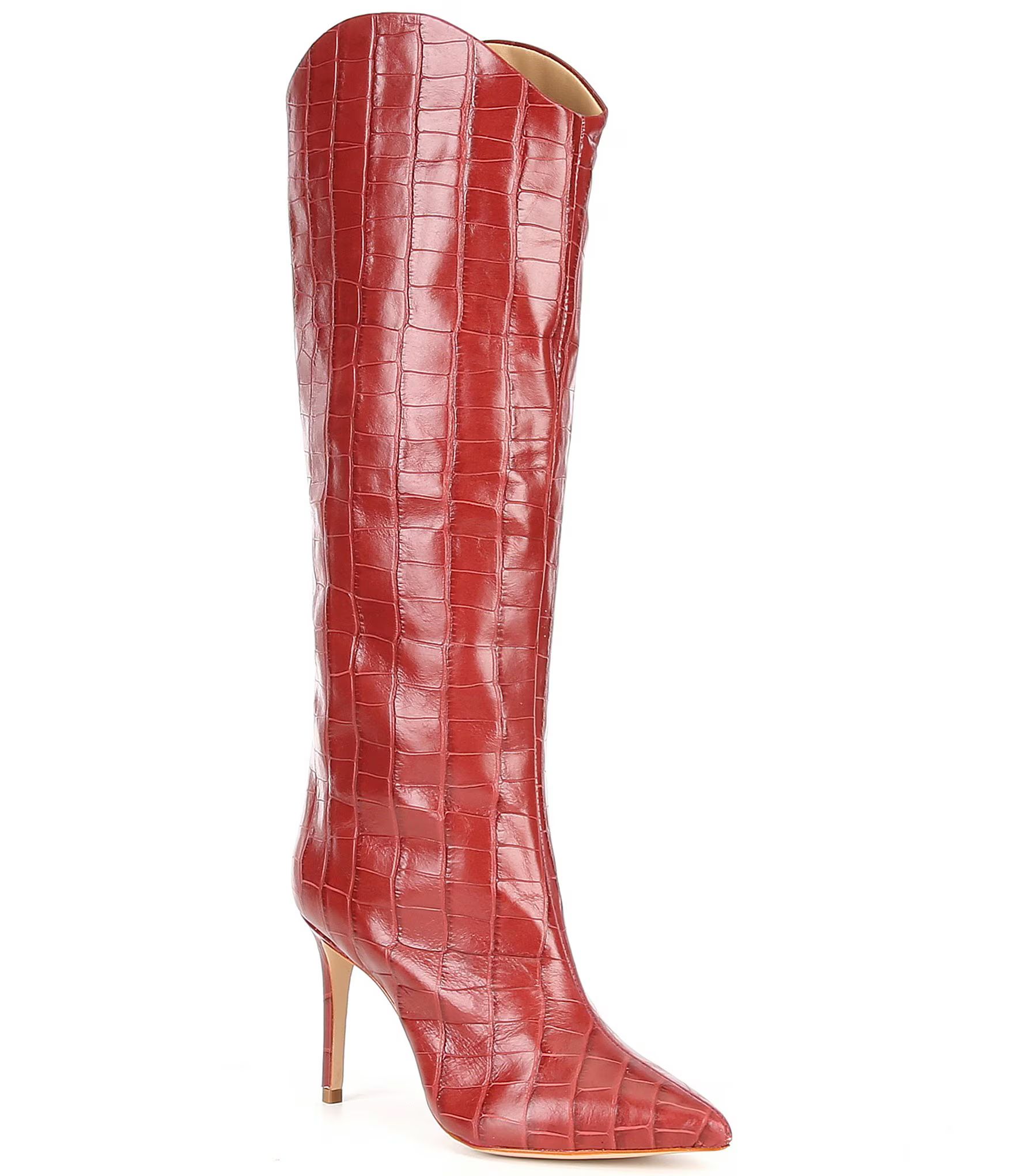 Maryana Croco Print Leather Western Inspired Tall Boots | Dillard's