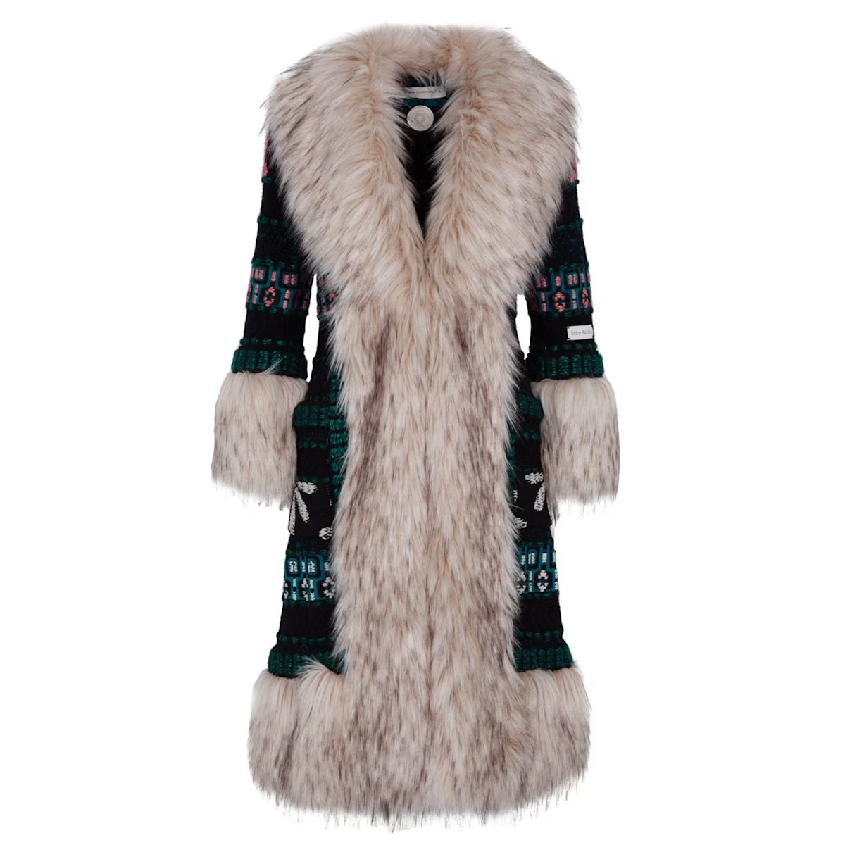 Alpaca Mohair And Merino Wool Longline Coat With Vegan Fur Details Benedicta | Wolf & Badger (US)