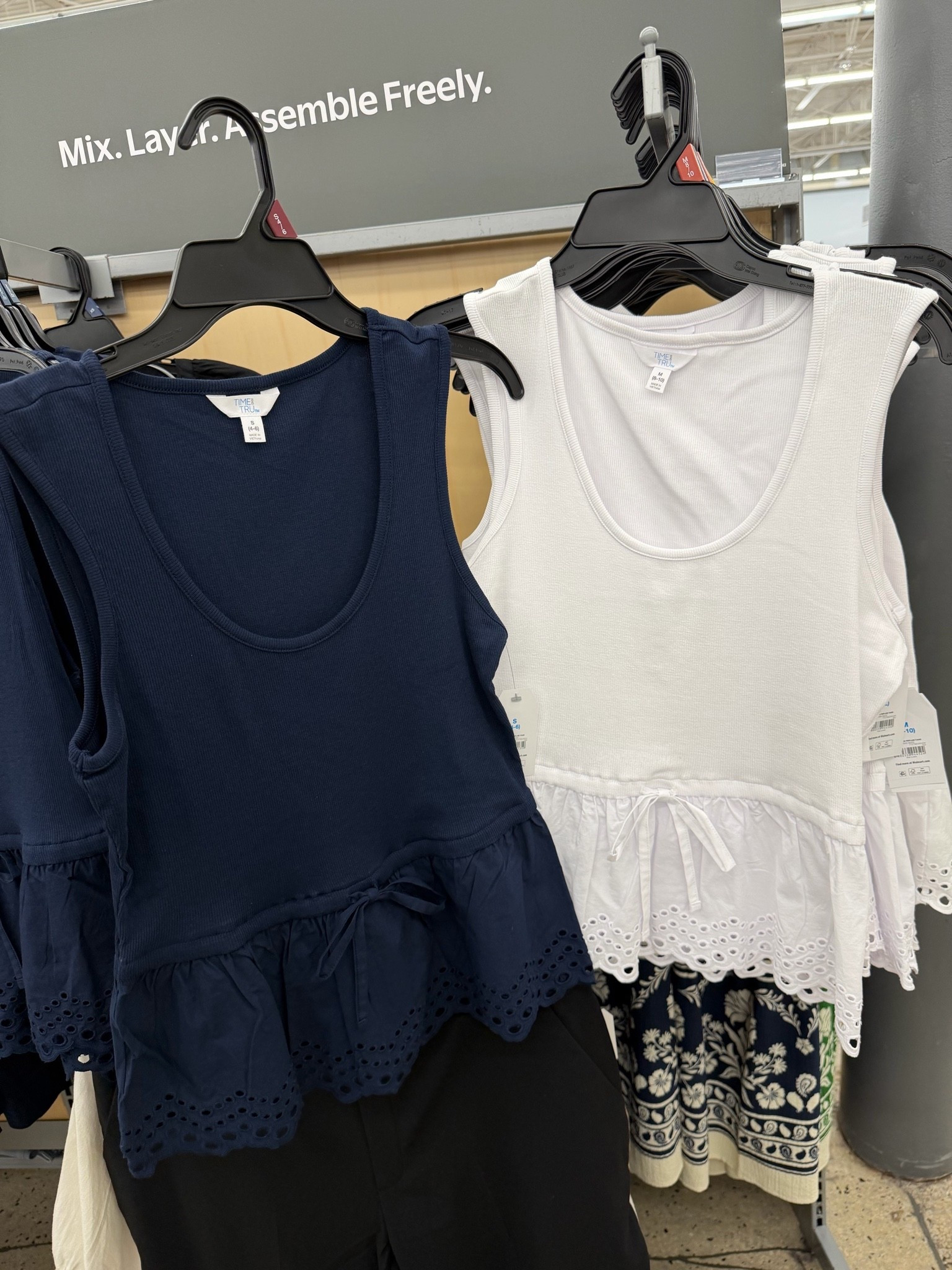 Eyelet trim tanks at Walmart $17.98 #walmartfashion