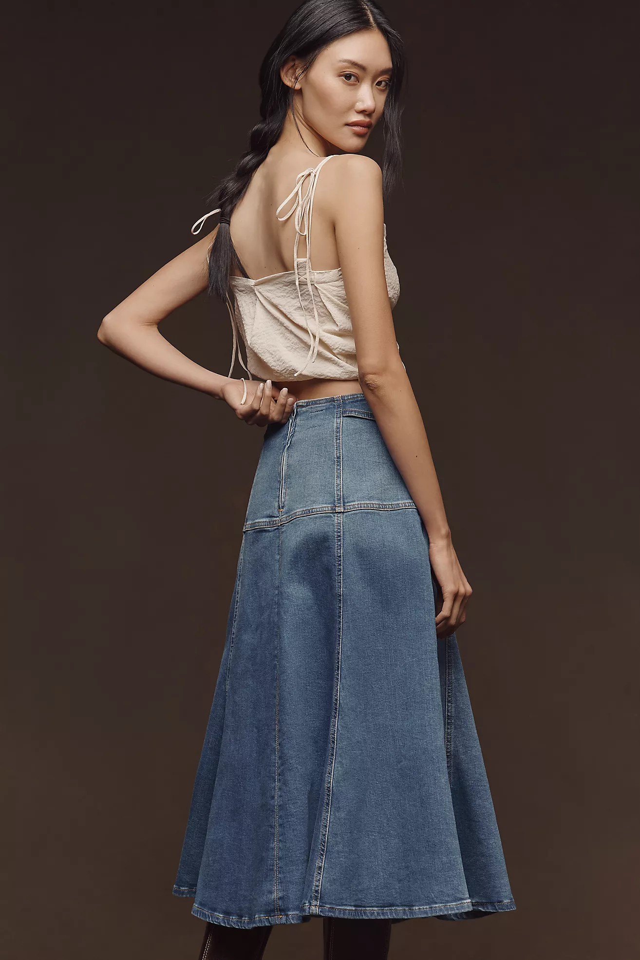 Maeve Waisted Denim Maxi Skirt | Anthropologie (US)