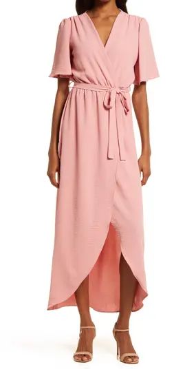 Flutter Sleeve Faux Wrap Maxi Dress | Nordstrom