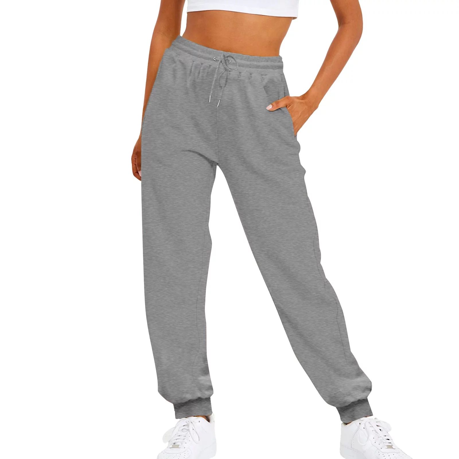 Qcmgmg Straight Leg Sweatpants for Women Plus Size Fleece Lined Baggy Trendy Cargo Pants Long Win... | Walmart (US)