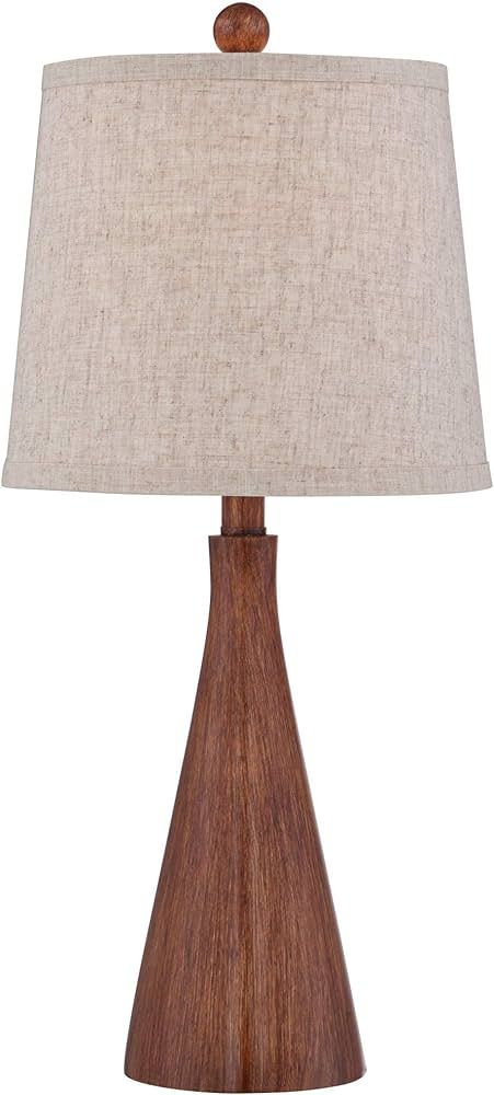360 Lighting Fraiser Modern Accent Table Lamp 23 1/2" High Brown Faux Wood Tapered Column Oatmeal... | Amazon (US)