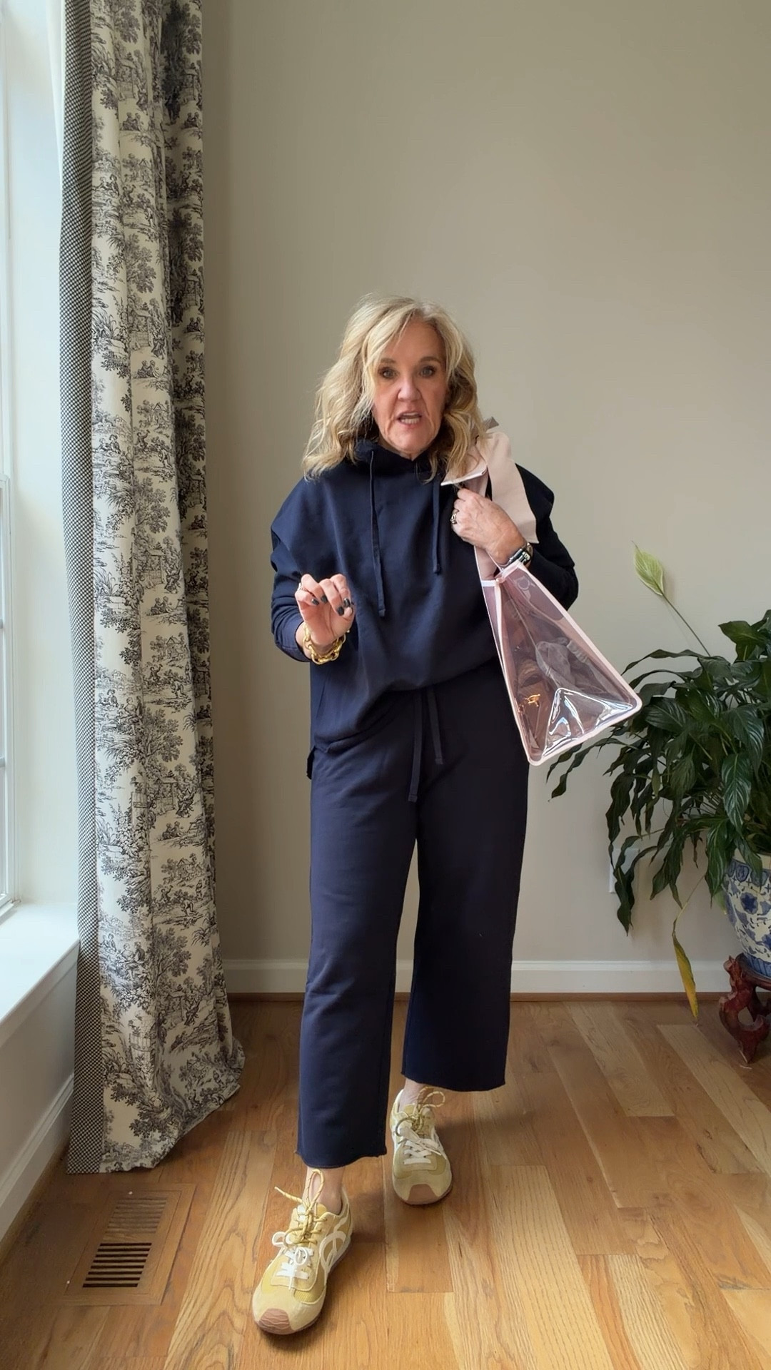 New quince French terry. Size medium fits plenty generous. But wouldn’t size down. 

Make great resort wear travel outfits and lounge wear 
Get whatever color you can. They sell quick and then you’ll wait for a restock  

#LTKTravel #LTKOver40 #LTKFindsUnder50