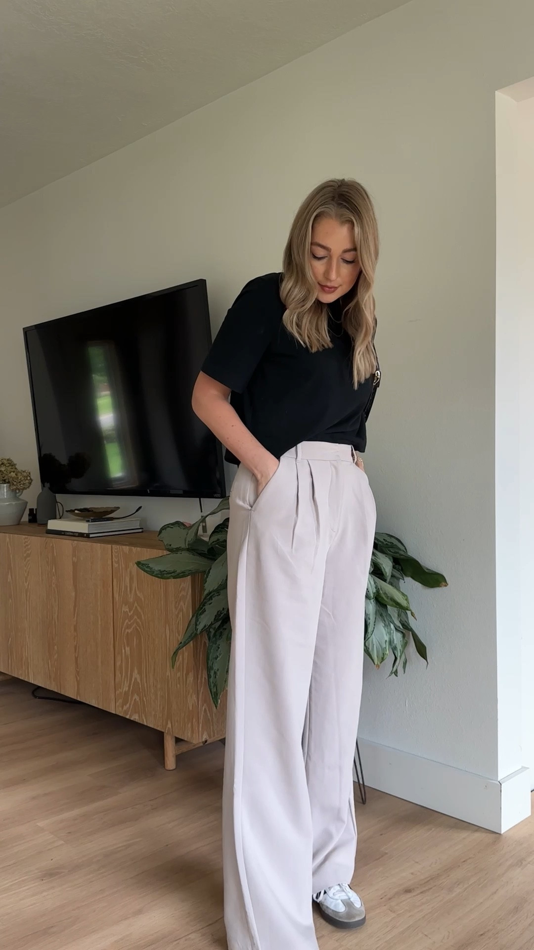 Relaxed vibes for a summer Friday in the office 🫶🏼

Tee is a great quality Target find! 
I’m wearing a Long in the pants and am just under 5’9”. I also went up one size and they fit perfectly!  