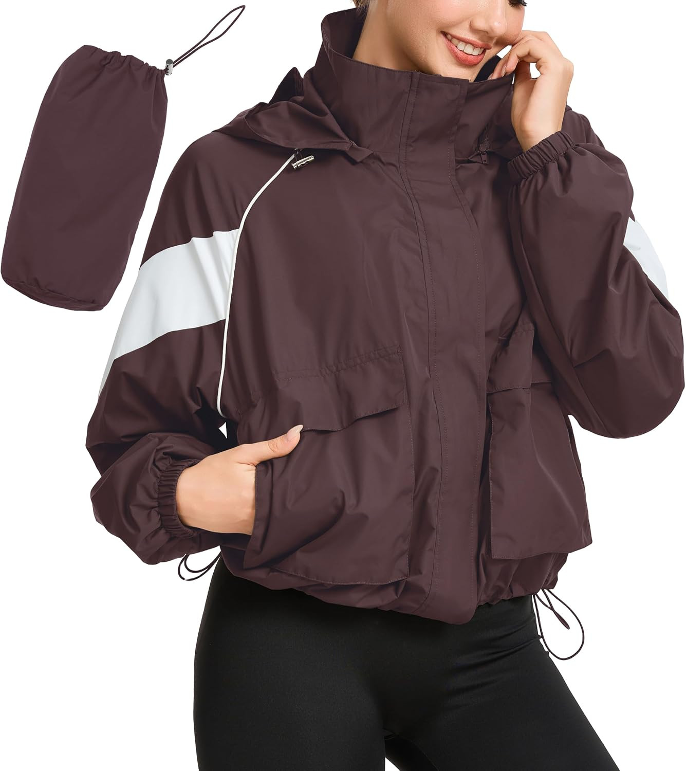 Womens Waterproof Rain Jacket Cropped Lightweight Raincoat Athletic Outdoor Running Hiking Windbreaker Sporty Jackets | Amazon (CA)