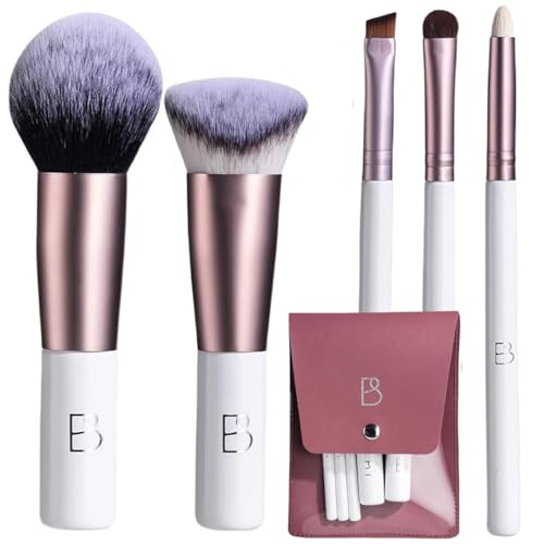 BS-MALL Travel Makeup Brushes Premium Synthetic Foundation Powder Concealers Eye Shadows 5 PCS with Storage Bag | Amazon (US)