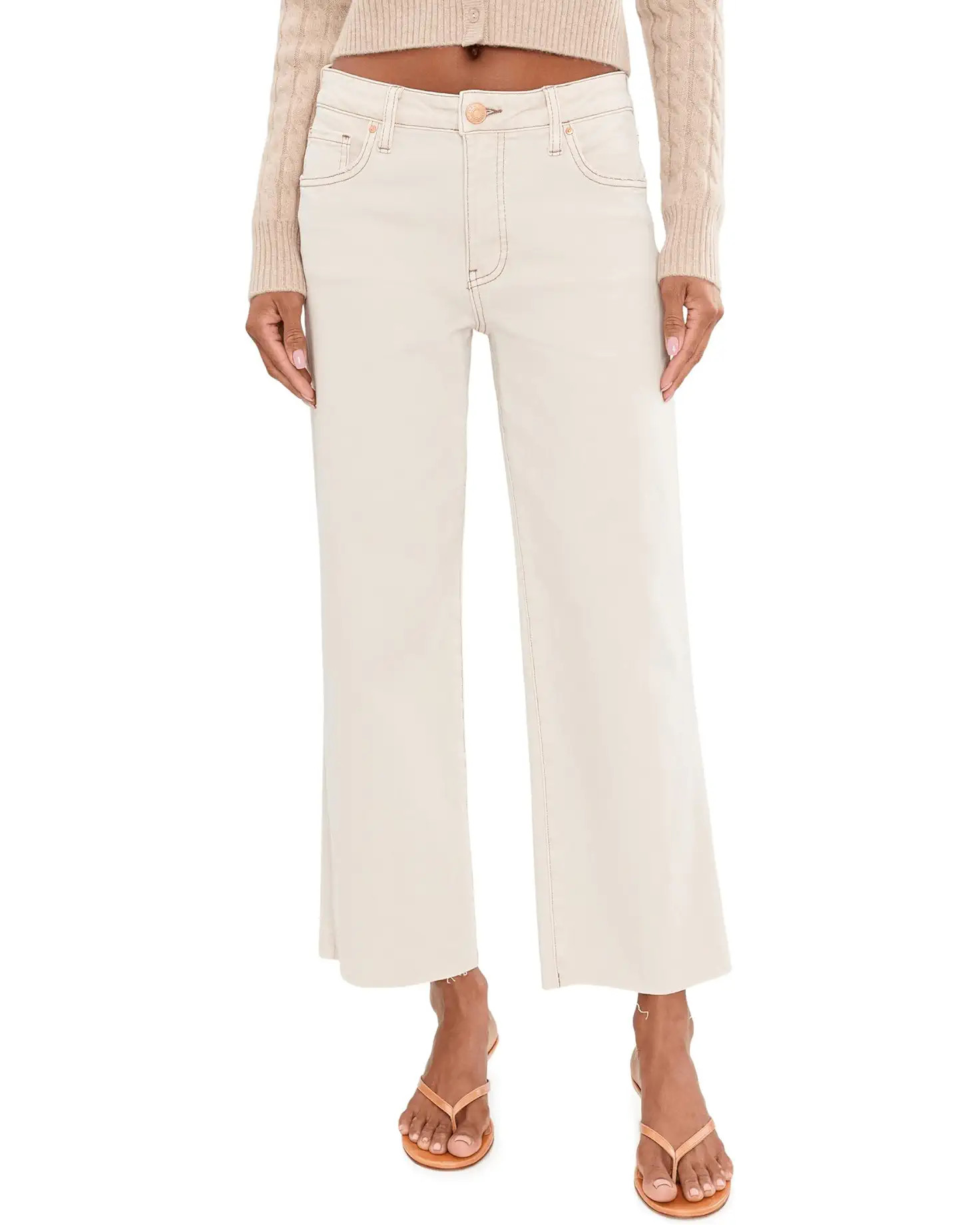 Charlotte High-Rise Wide Leg With Raw Hem in Ecru 1 | Zappos