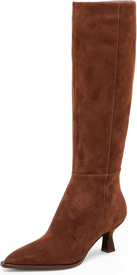 MUCCCUTE Knee High Boots for Women Tall Boots Kitten Heel Pointed Toe Slip On Comfort Fall Long B... | Amazon (US)