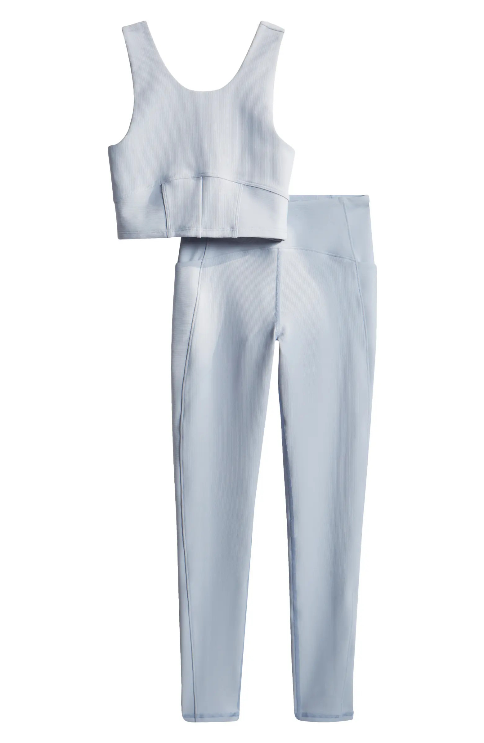 Zella Girl Kids' Luxe Rib Sports Bra & Pocket Leggings Set | Nordstrom | Nordstrom